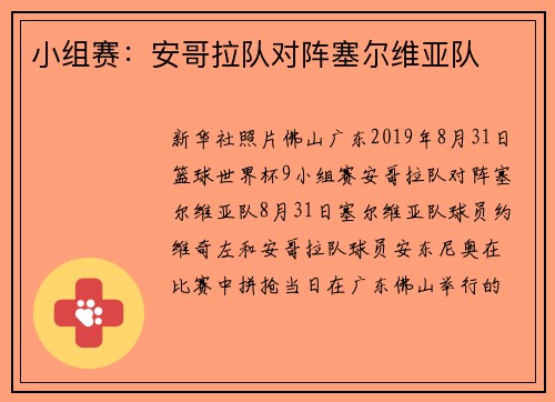小组赛：安哥拉队对阵塞尔维亚队